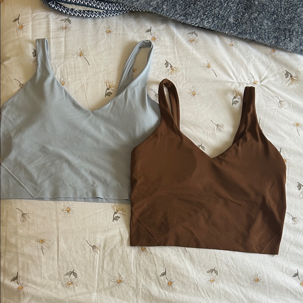 2 Lululemon Align Tanks Brown&Blue both size 10 built in bra Soft Gym Athletic
